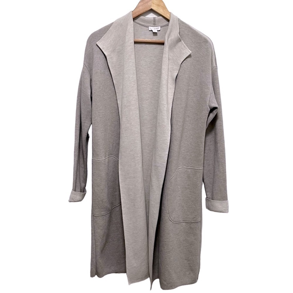 J JILL PUREJILL Dove Grey Duster Cozy Knit Cardigan Oversized Size Small
